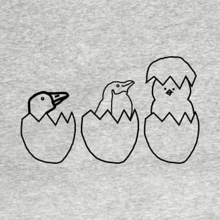 Three Easter Eggs Hatching Birds Minimal T-Shirt